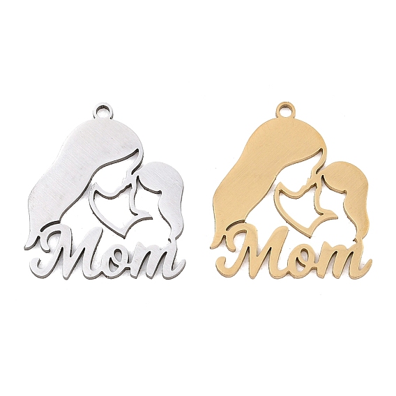 Полые подвески ко Дню матери 201 из нержавеющей стали, подвески «мама и дитя»