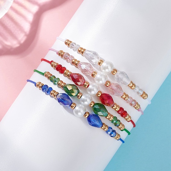 Плетеные браслеты из стеклянных и бисера, плетеные браслеты из нейлоновой нити для женщин