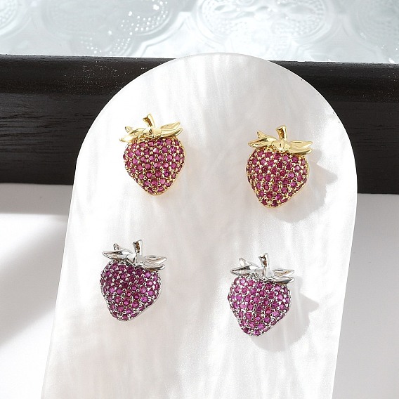 Серьги-гвоздики из латуни с микропаве из кубических цирконий, стойки покрытие, долговечный, без свинца и без кадмия