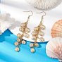 Alloy Dangle Earrings, ABS Plastic Shell Shape Cluster Earrings