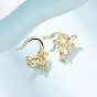 Серьги-каффы с бабочкой и звездой из латуни с микропаве из прозрачных кубических цирконий, долговечный, стойки покрытие, без свинца и без кадмия