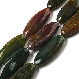 Natural Indian Agate Beads Strands, Flat Oval