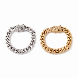 304 Stainless Steel Curb Chains Bracelet with Rhinestone Skull Clasp for Women