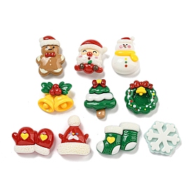 Christmas Gingerbread Man/Santa Claus/Snowman/Bell/Tree/Hat/Snowflake Opaque Resin Decoden Cabochons