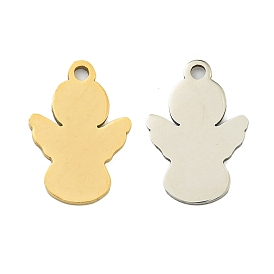 Ion Plating(IP) 201 Stainless Steel Pendants, Angel Charm, Laser Cut