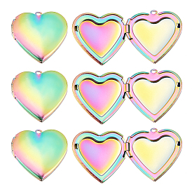 6шт. 304 подвески-медальоны из нержавеющей стали, фоторамки кулоны для ожерелий, сердце