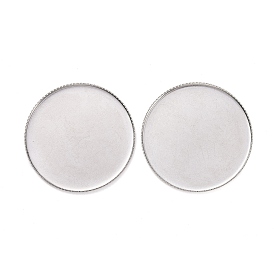 304 Stainless Steel Plain Edge Bezel Cups, Flat Round