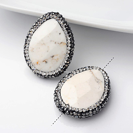 Каплевидные бусины из натурального магнезита, с полимерной глиной горный хрусталь