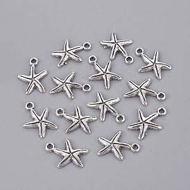 Сплавочные подвески тибетского стиля, без кадмия и без свинца, морская звезда / морские звезды, 17x13x2 мм, Отверстие : 1.5 мм , около 1450 шт / 1000 г