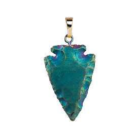 Trendy men's necklaces natural agate crystal obsidian arrow pendant women's personalized versatile rough stone pendant
