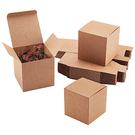 Квадратные складные шкатулки для украшений из крафт-бумаги, коробки для ожерелий и подвесок, для ювелирных изделий, подарочные коробки