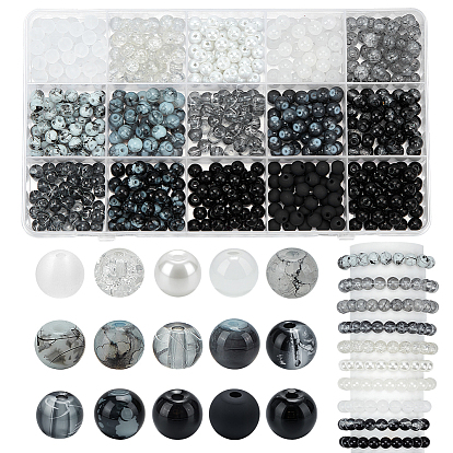 600шт 15 стиль стеклянные бусины, круглые