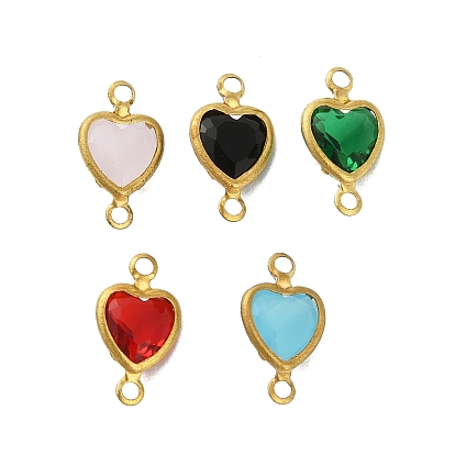 Латунные подвески для стеклянных соединителей pave k9, без кадмия и без свинца, сердечные ссылки, золотые