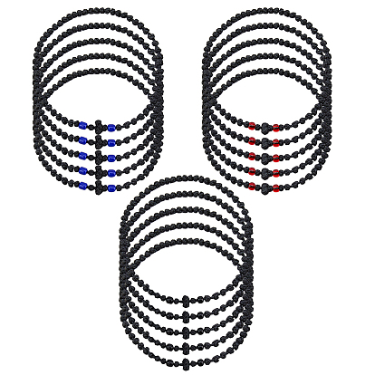 15шт. 3 цвета, регулируемые полиэстеровые плетеные браслеты из бусин
