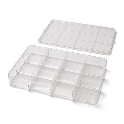 12 Grids Transparent Plastic Bead Storage Boxes with Lid, Rectangle