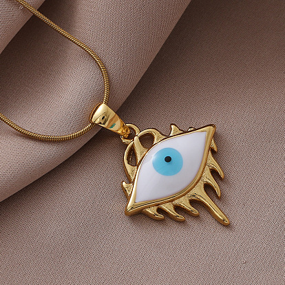 Винтажные 304 ожерелья из нержавеющей стали с готической белой подвеской от сглаза