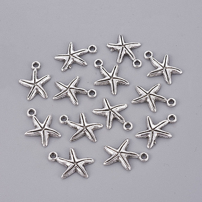 Сплавочные подвески тибетского стиля, без кадмия и без свинца, морская звезда / морские звезды, 17x13x2 мм, Отверстие : 1.5 мм , около 1450 шт / 1000 г