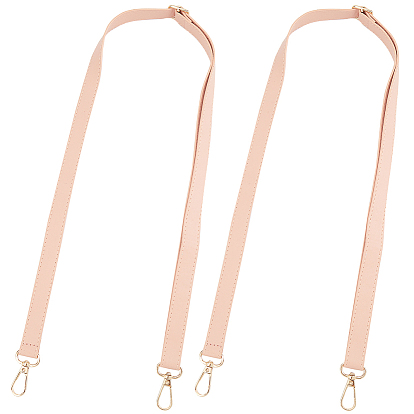 2Pcs PU Leather Adjustable Shoulder Bag Straps, with Golden Plated Alloy Swivel Clasps