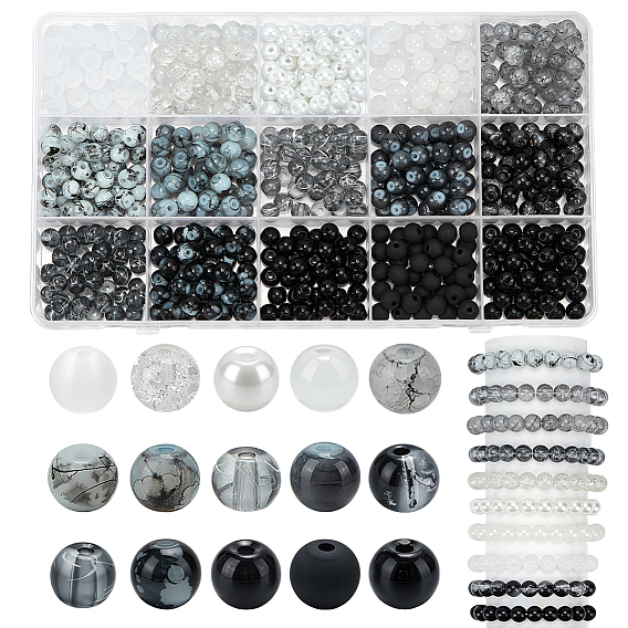 600шт 15 стиль стеклянные бусины, круглые