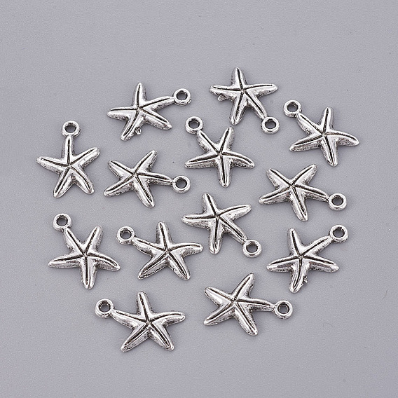 Сплавочные подвески тибетского стиля, без кадмия и без свинца, морская звезда / морские звезды, 17x13x2 мм, Отверстие : 1.5 мм , около 1450 шт / 1000 г