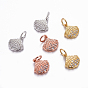 Brass Charms, with Cubic Zirconia, Shell, Clear