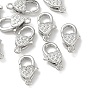 SHEGRACE Brass Micro Pave Clear Cubic Zirconia Lobster Claw Clasps, Heart, Cadmium Free & Lead Free & Nickel Free