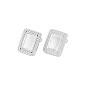 304 Stainless Steel Stud Earring Findings, Earring Setting for Enamel, with Ear Nuts, Rectangle