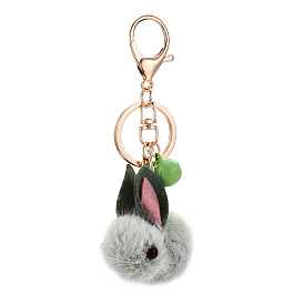 Wool Felt Keychain, with Iron Key Rings & Lobster Claw Clasps & Bell