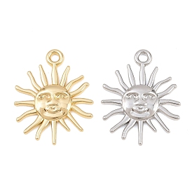 Alloy Pendants, Sun Face Charms, Rack Plating, Cadmium Free & Lead Free