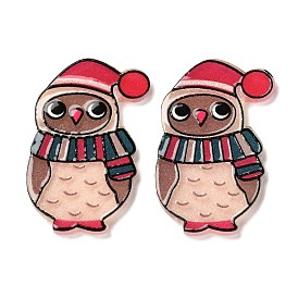 Christmas Themed Acrylic Cabochons, Owl