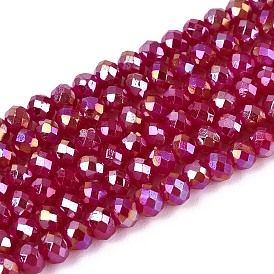 Запекание гальванических нитей стеклянных бусин, AB цвет, граненые, круглые