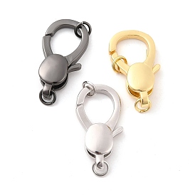 Rack Plating Brass Lobster Claw Clasps, with Jump Ring, Long-Lasting Plated