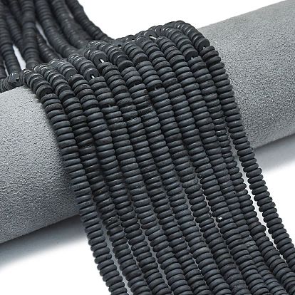 Нити бусин из натурального матового обсидиана, рондель