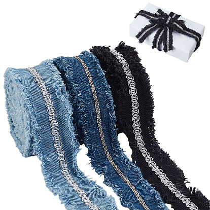 3 цветные полиэфирные ленты, отделка бахромой, аксессуары для одежды