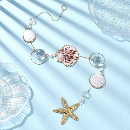 Подвески из гальванизированных ракушек и стекла, ловцы солнца, создатель радуги, для наружного украшения сада, форма раковины и морская звезда