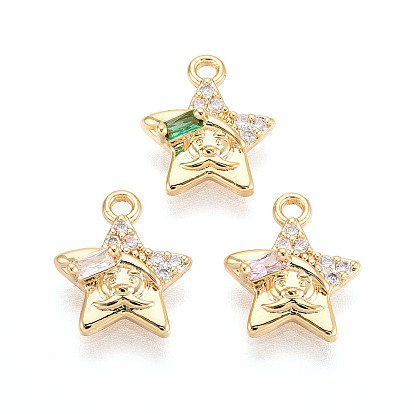 Латунные микро проложить кубического циркония прелести, звезда, долговечный, без никеля , реальный 18 k позолоченный