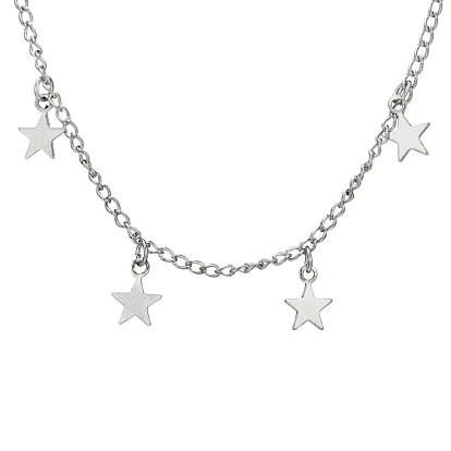 Minimalist Pentagram Heart Pendant Necklace for Women, Elegant Collarbone Chain Jewelry