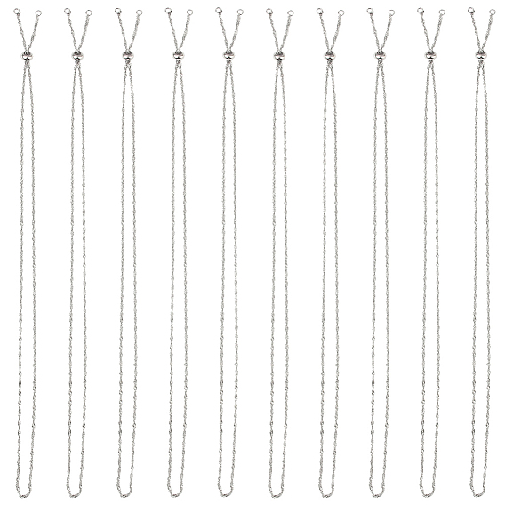 10 шт. 304 изготовление ожерелий из нержавеющей стали в сингапурском стиле, с латунными скользящими бусинами