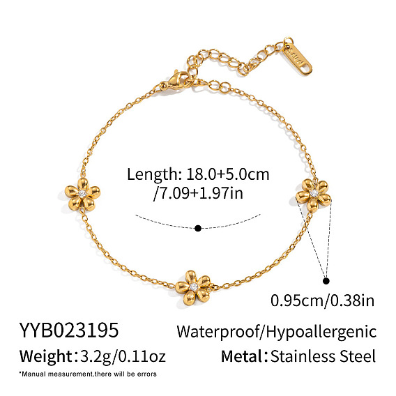 304 из нержавеющей стали цветок ссылку цепи браслеты