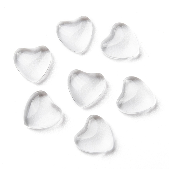 Cabochons cardiaques de verre transparent