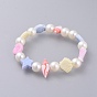 Kids Stretch Bracelets, with Acrylic Imitated Pearl and Colorful Acrylic Beads