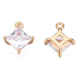 Breloques en zircone cubique en argent sterling 925, sans nickel, losange