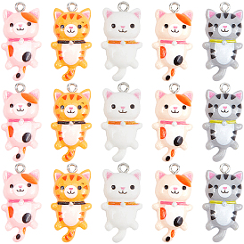 20 шт 5 цвета подвески из смолы, с платиновым железом, кошка