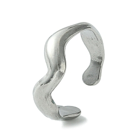 304 Stainless Steel Open Cuff Ring, Twist Wave