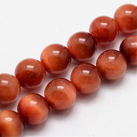 Natural Sun Tiger Eye Bead Strands, Round, Dyed & Heated