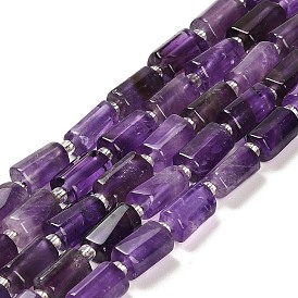 Natural Amethyst Beads Strands, with Seed Beads, Faceted Column