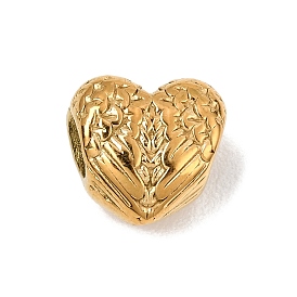 304 Stainless Steel European Beads, Large Hole Beads, Heart with Wing
