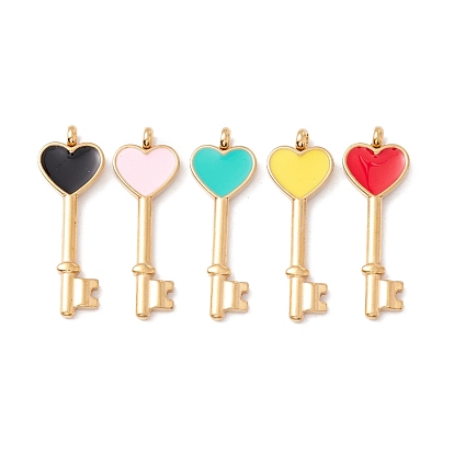 Вакуумное покрытие pvd 304 эмалированные подвески из нержавеющей стали, золотой свет, сердце Кей