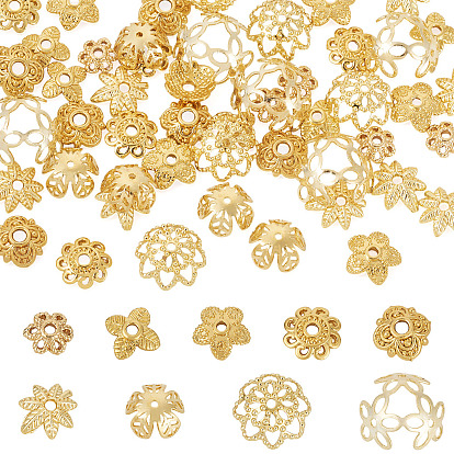 54 шт. 9 стили латунные колпачки для бусин, 7-лепестков цветка