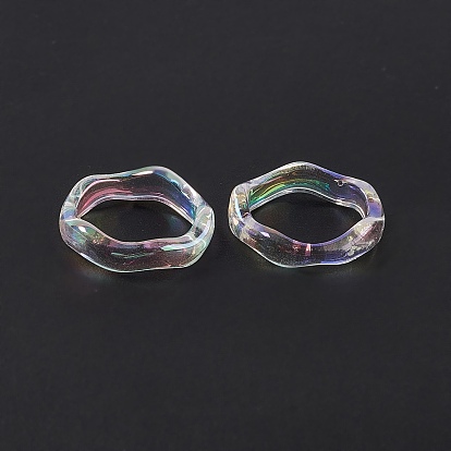 Transparent Acrylic Linking Rings, Wavy Irregular Ring, AB Color Plated